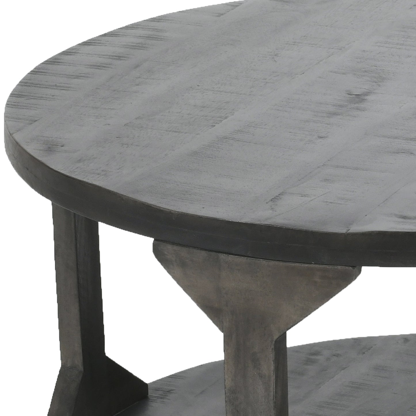 Avni Round Coffee Table in Distressed Grey/Natural