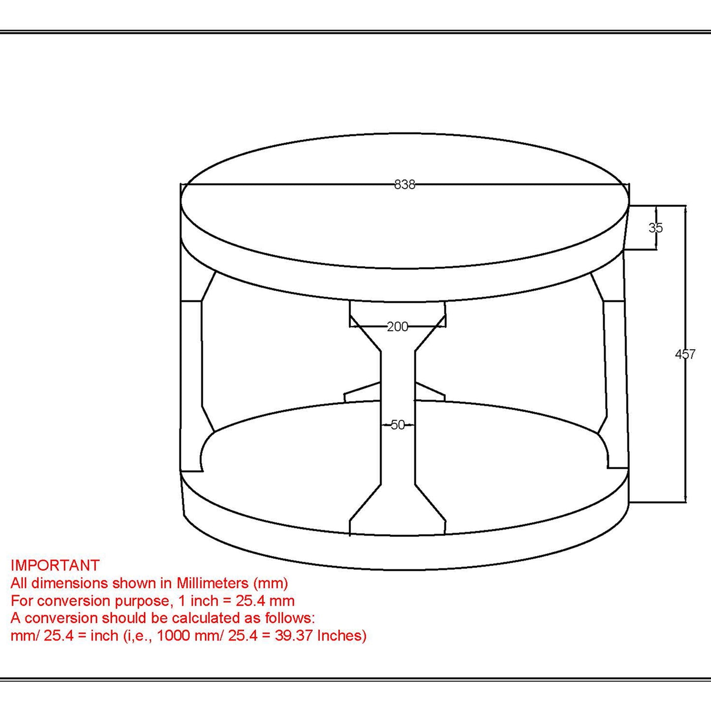 Avni Round Coffee Table in Distressed Grey/Natural