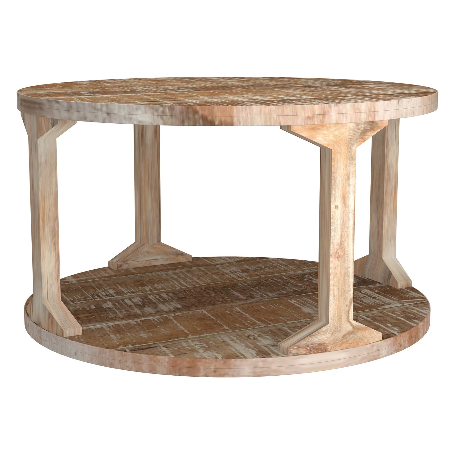 Avni Round Coffee Table in Distressed Grey/Natural