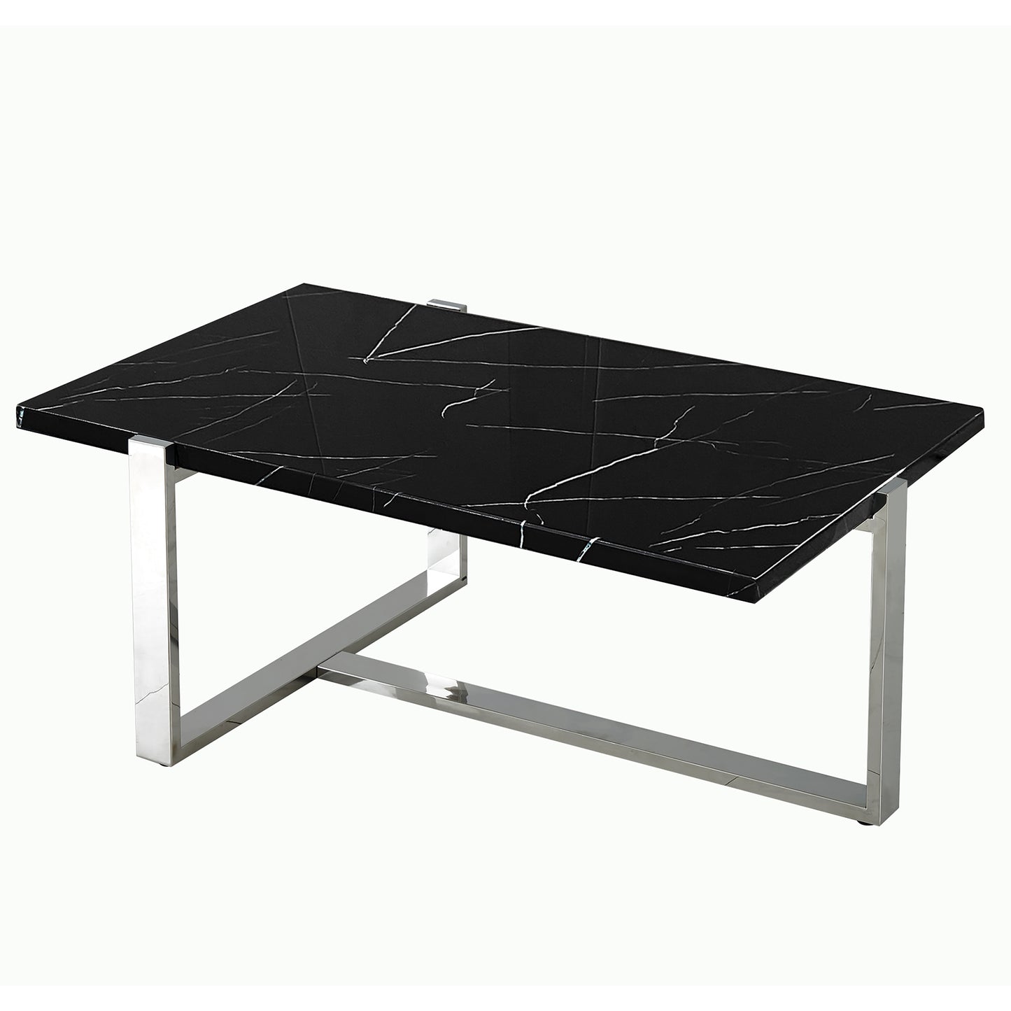 Veno Coffee Table in Black/White With Silver