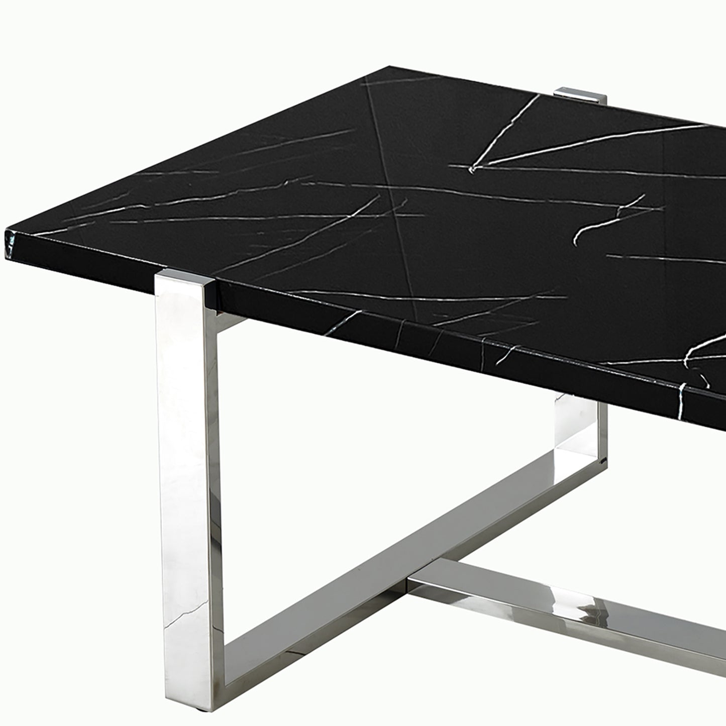 Veno Coffee Table in Black/White With Silver