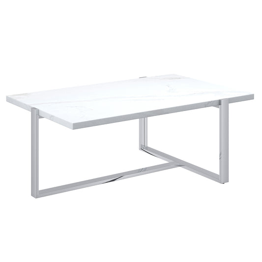 Veno Coffee Table in Black/White With Silver