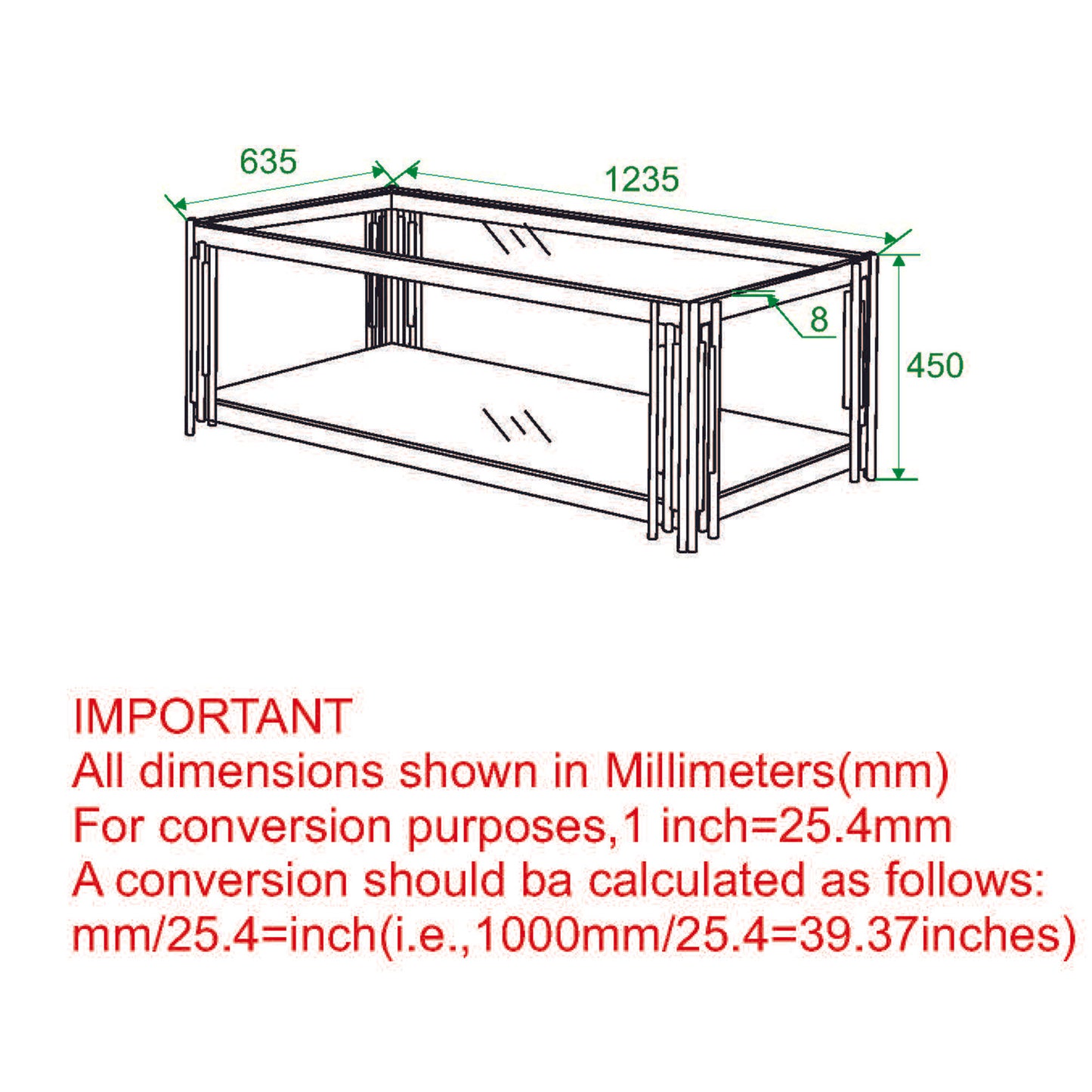 Estrel Rectangular Coffee Table in Silver/Gold