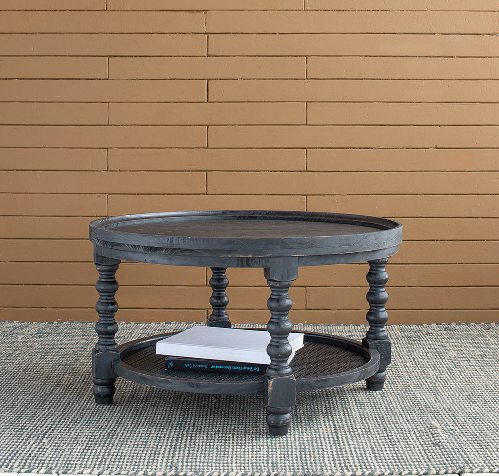 Black Round Tabletop Hilton Head Coffee Table