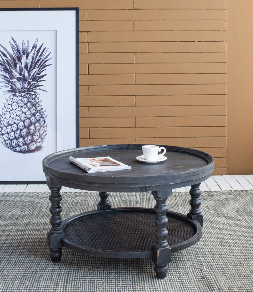 Black Round Tabletop Hilton Head Coffee Table