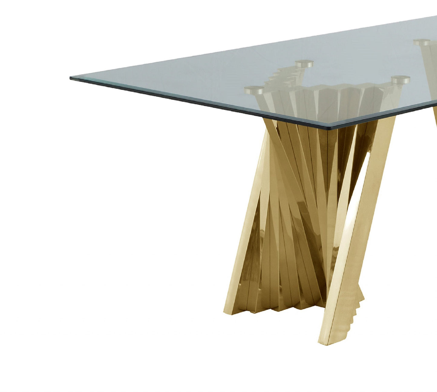 Glass Coffee Table with Stainless Steel Double Gold/Silver Base