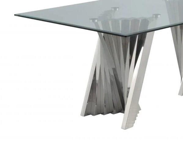 Glass Coffee Table with Stainless Steel Double Gold/Silver Base