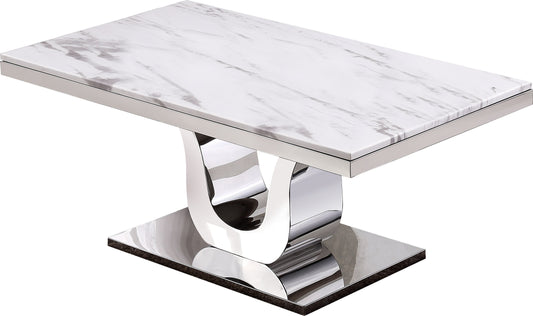 Marble Top Coffee Table with Stainless Steel Base